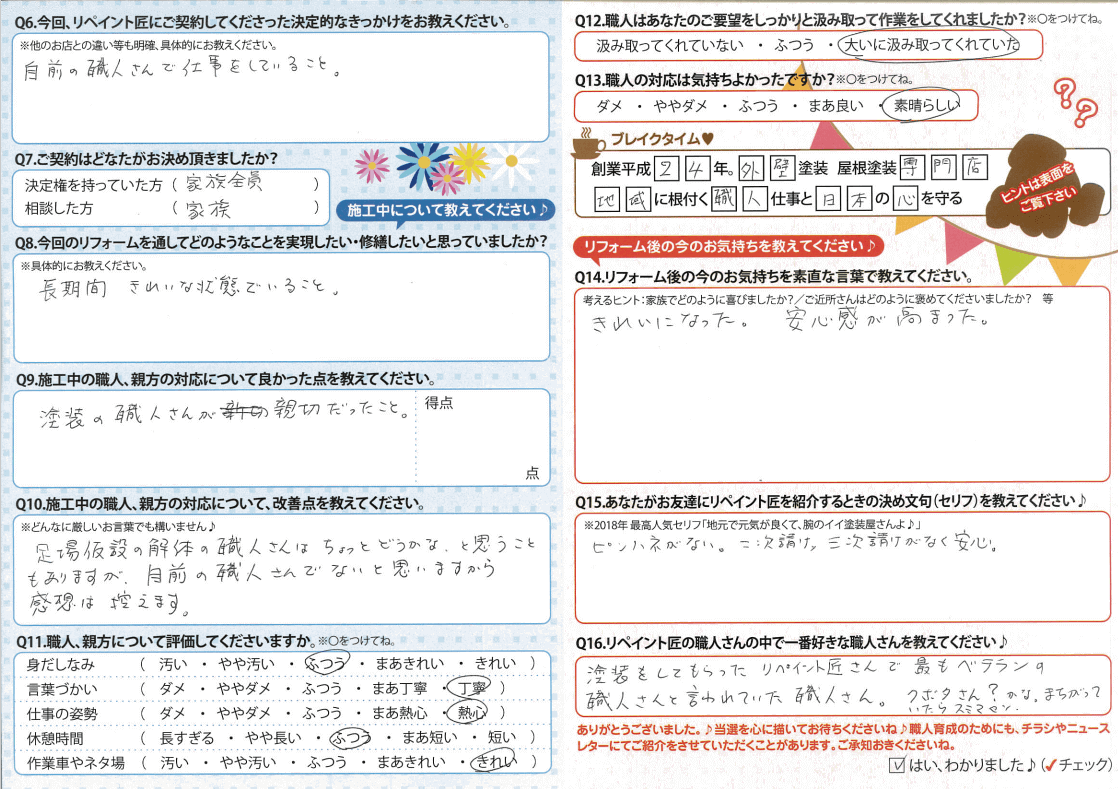 リペイント匠:お客様の声