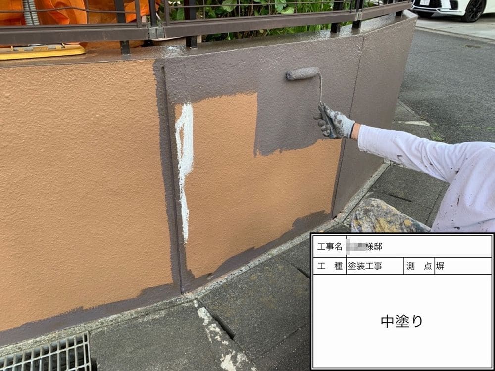 生駒市Y様_中塗り_堀 生駒市 外壁塗装 リペイント匠