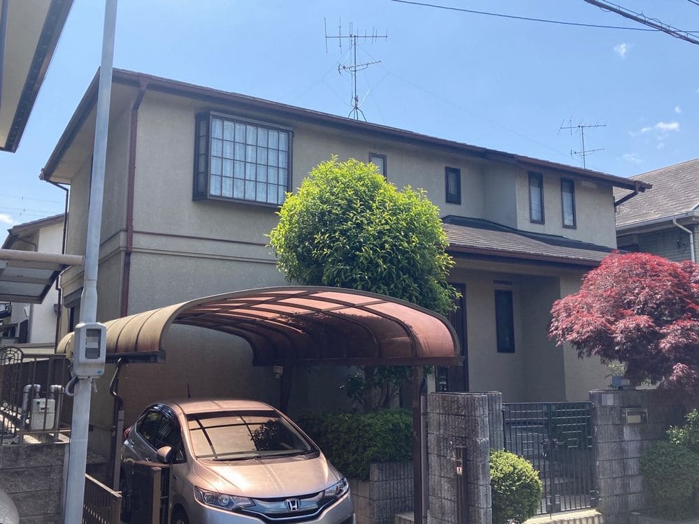 橿原市百合丘T様_施工前_外壁全体_外壁塗装 (3) 橿原市 外壁塗装 リペイント匠