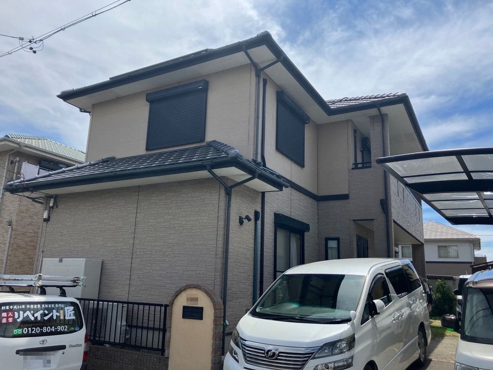 生駒市道伯H様_施工前_外壁全体 (1) 生駒市 外壁塗装 リペイント匠