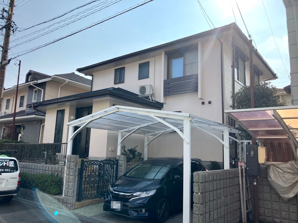 ■奈良市の外壁塗装をした例　奈良市の外壁塗装をリペイント匠が施工した写真