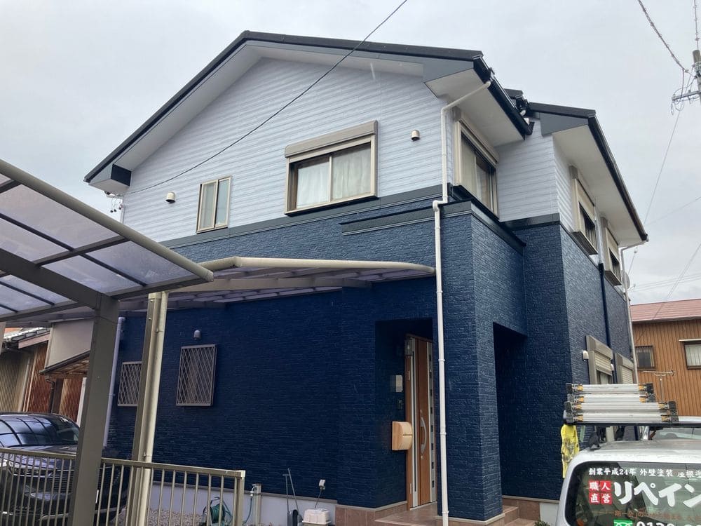 施工後_外壁全体 尾鷲市の外壁塗装・屋根工事・防水工事をリペイント匠が施工した写真