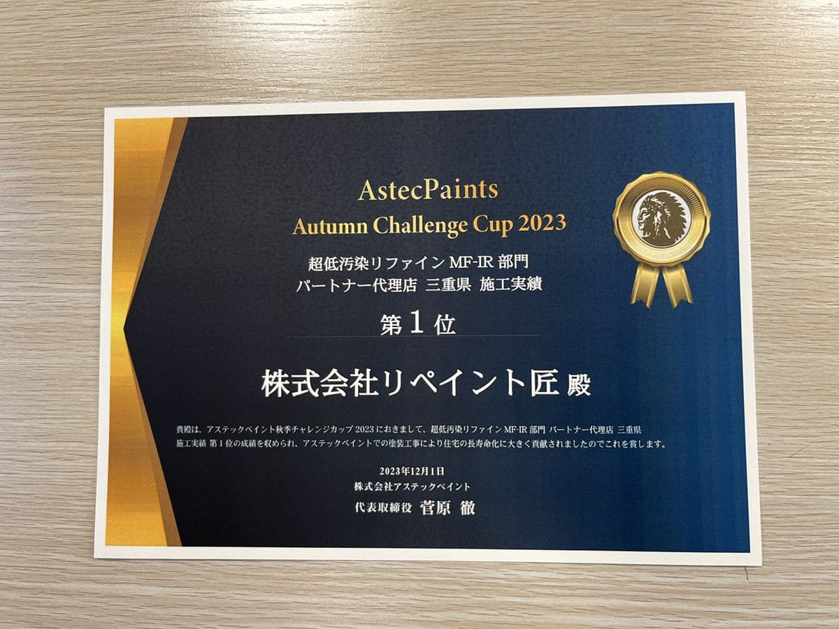 アステックペイント　秋季チャレンジカップ表彰