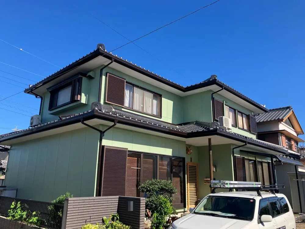 無機フッ素塗料｜三交ホーム住宅をフレンチグリーンで上品に演出