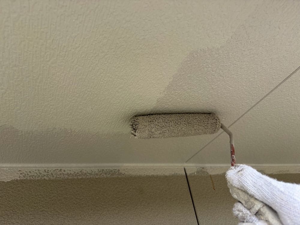 軒天(中塗り) 松阪市で外壁塗装と防水工事をリペイント匠が施工した写真